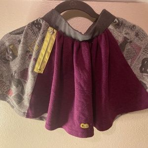 Deux Par Deux Girl 5 t Skirt Purple Comic Pop Art Yellow Super hero Skirt Zip